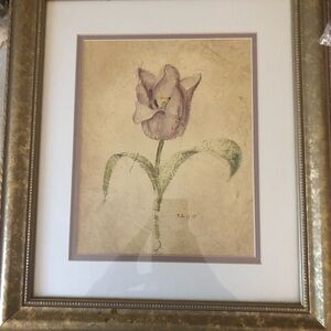 Cheri Bloom Floral Art Print with Gold Frame